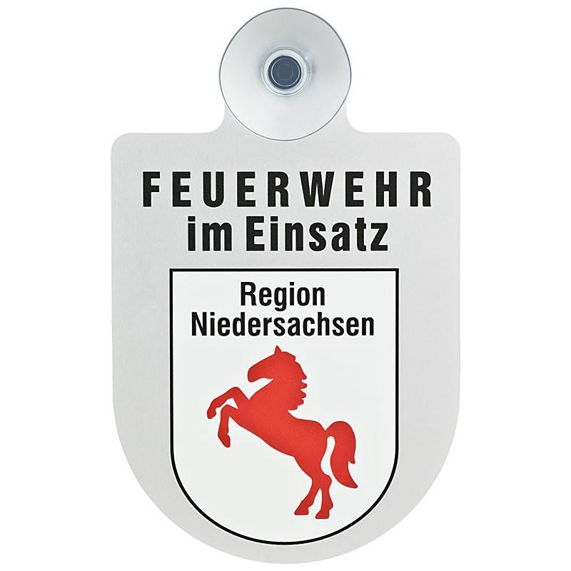 Schild Feuerwehr im Einsatz mit Wappen Niedersachsen